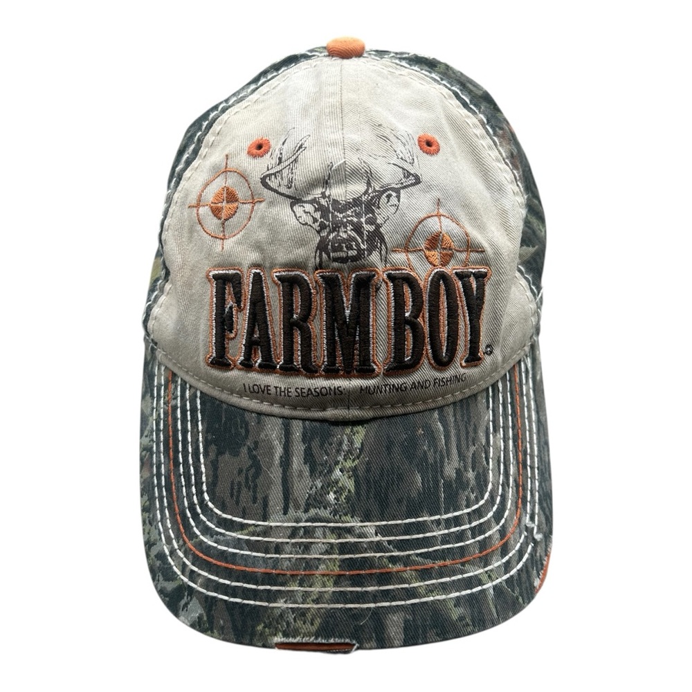 Farm Boy Distressed Camo Big Rack Collector Cap Contrast Stitching Hat Ball Cap